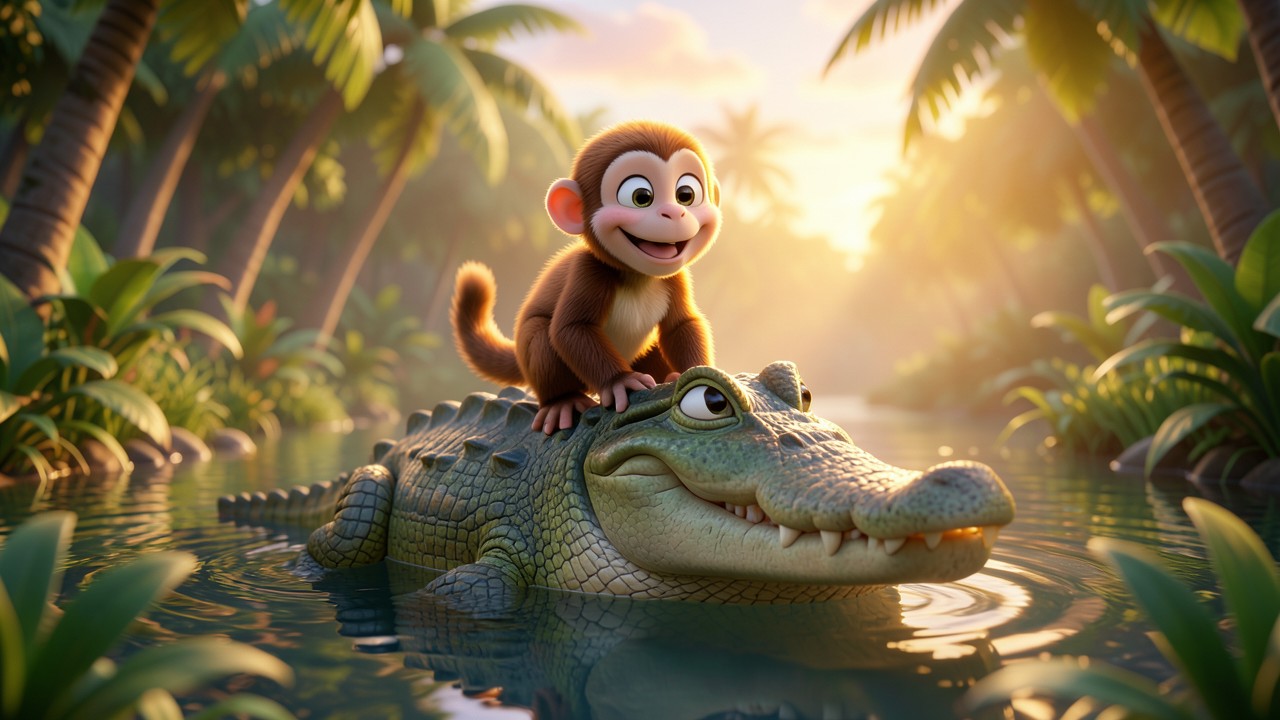 The Monkey and Crocodile Story: A River of Laughter (monkey and crocodile story)