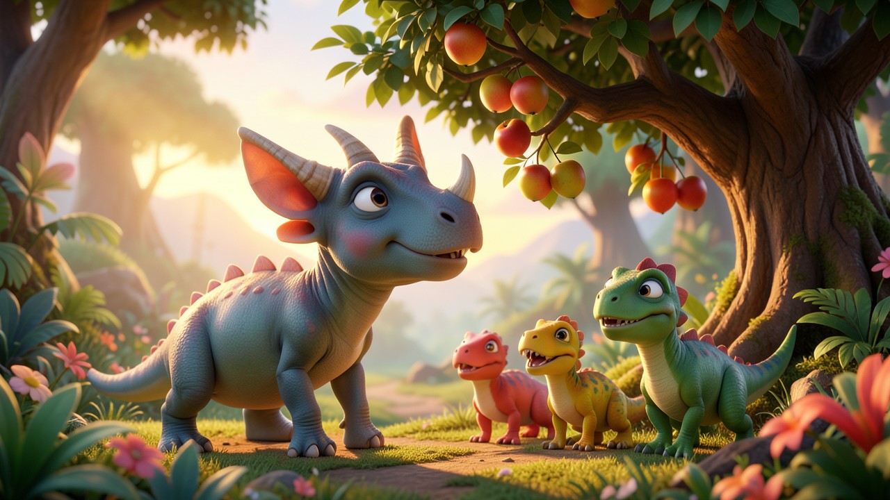 El dinosaurio que aprendió a compartir (cuento infantil de dinosaurios)