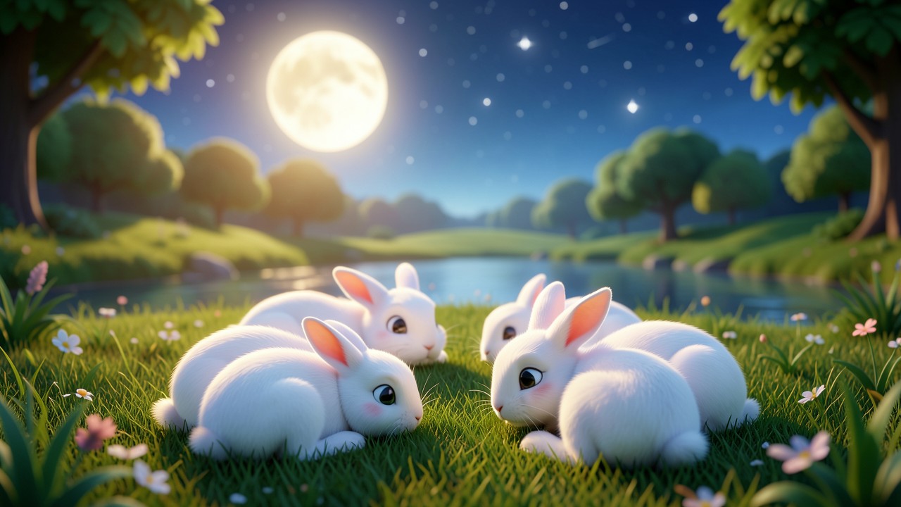 Histoire apaisante pour dormir : La lune et les lapins silencieux