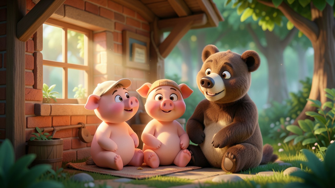 Historinha dos Três Porquinhos e o Ursinho Curioso