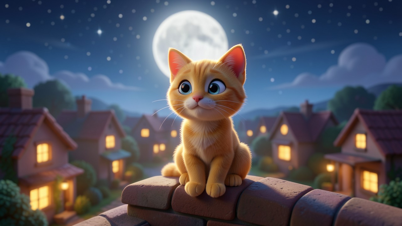 Favole brevi per bambini: La luna e il gatto dormiglione