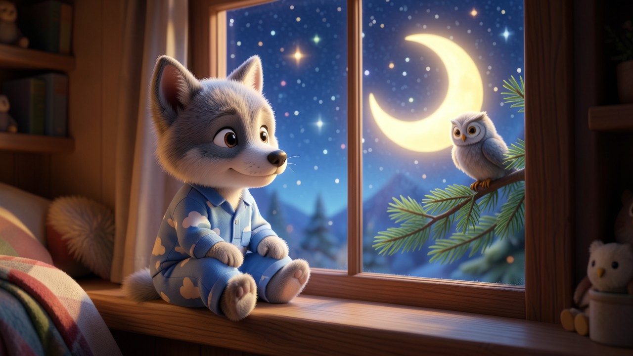 Histoire pour dormir enfant 3 ans : Le Petit Loup et les Étoiles Chuchoteuses