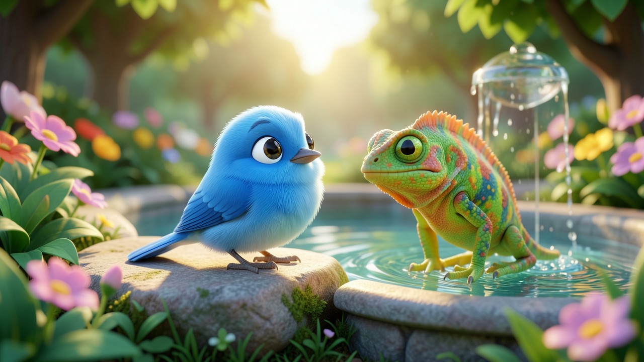 Animaux fables de la fontaine : L’oiseau et le caméléon
