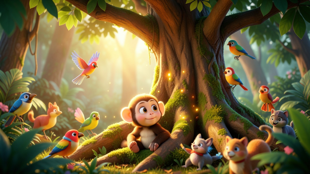 Cuentos de animales de la selva para niños: El secreto del árbol sabio