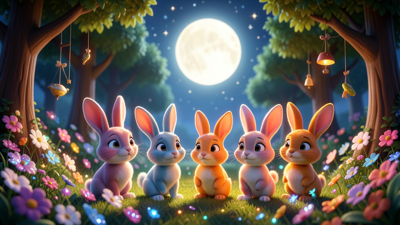 The Story of Rabbits and the Moonlit Garden