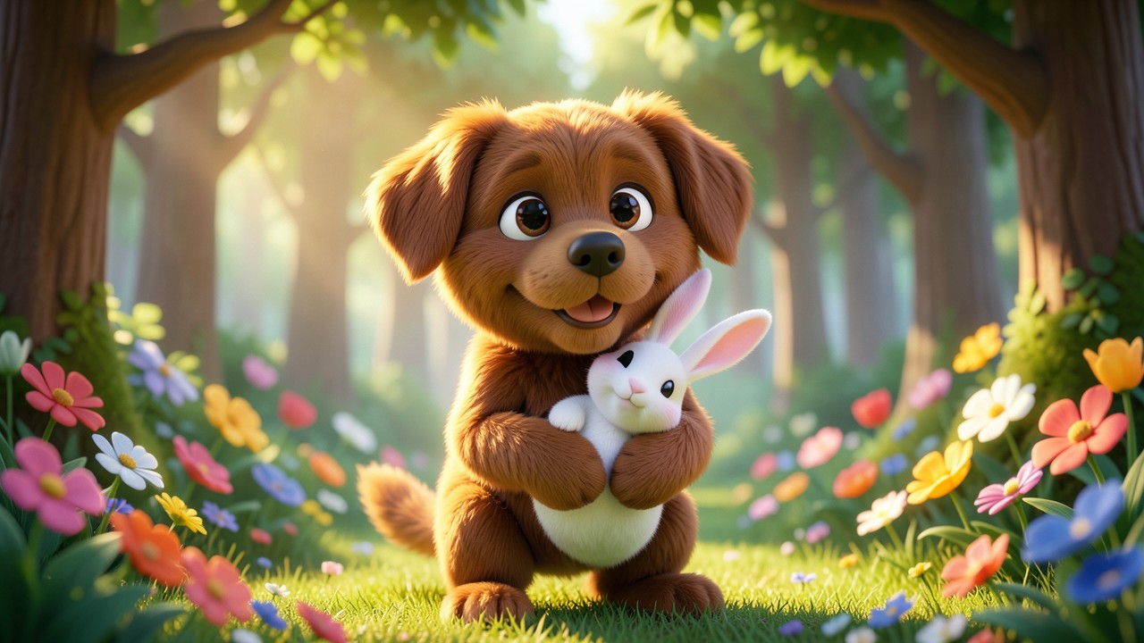 Cuentos de perros: La amistad de Lobo y el conejito