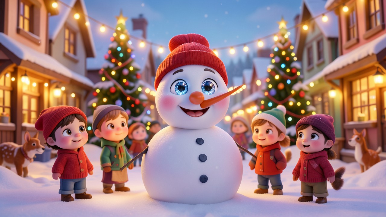 Lustiges Weihnachtsgeschichte vom Schneemann mit dem Lachen