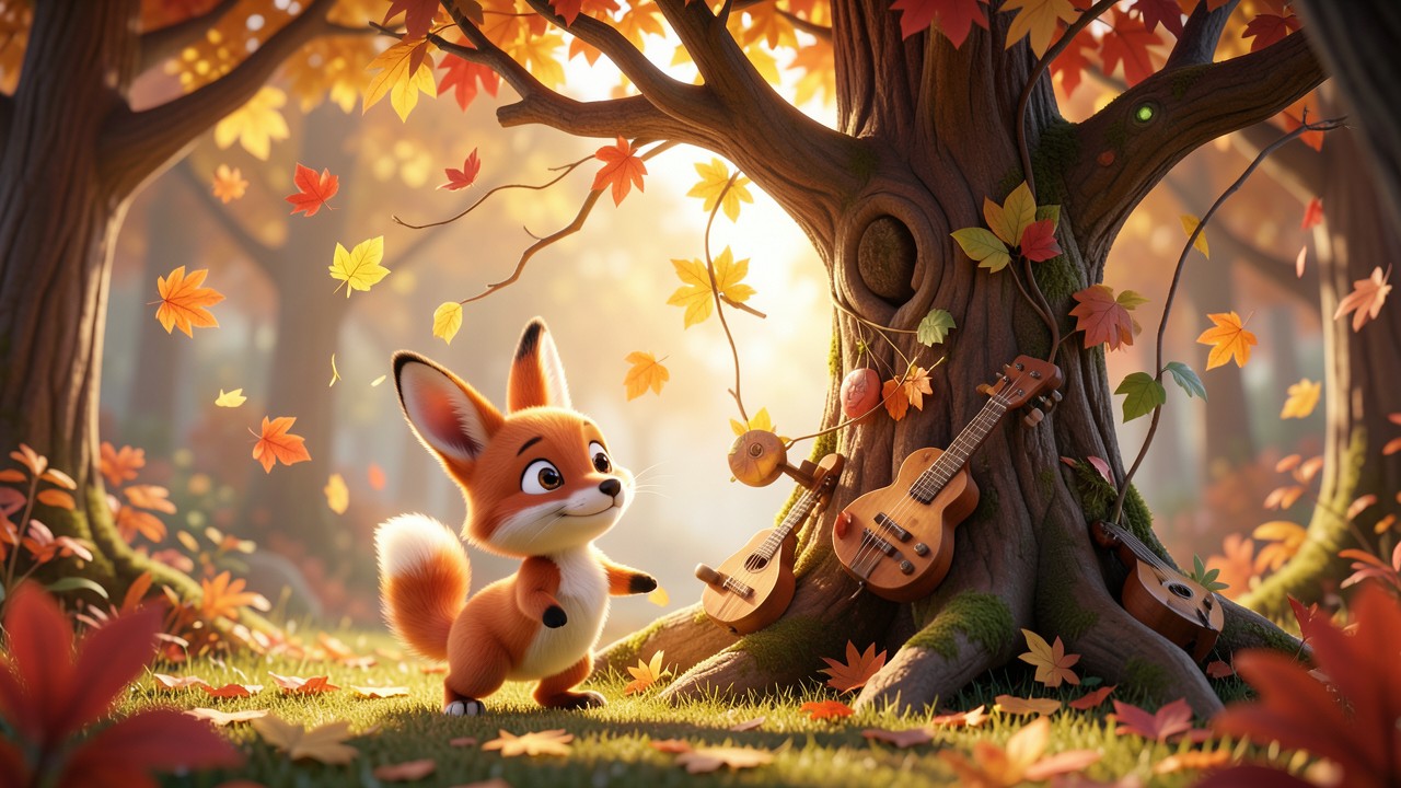 Klanggeschichte Herbst mit Instrumenten: Der Musikbaum im Wind