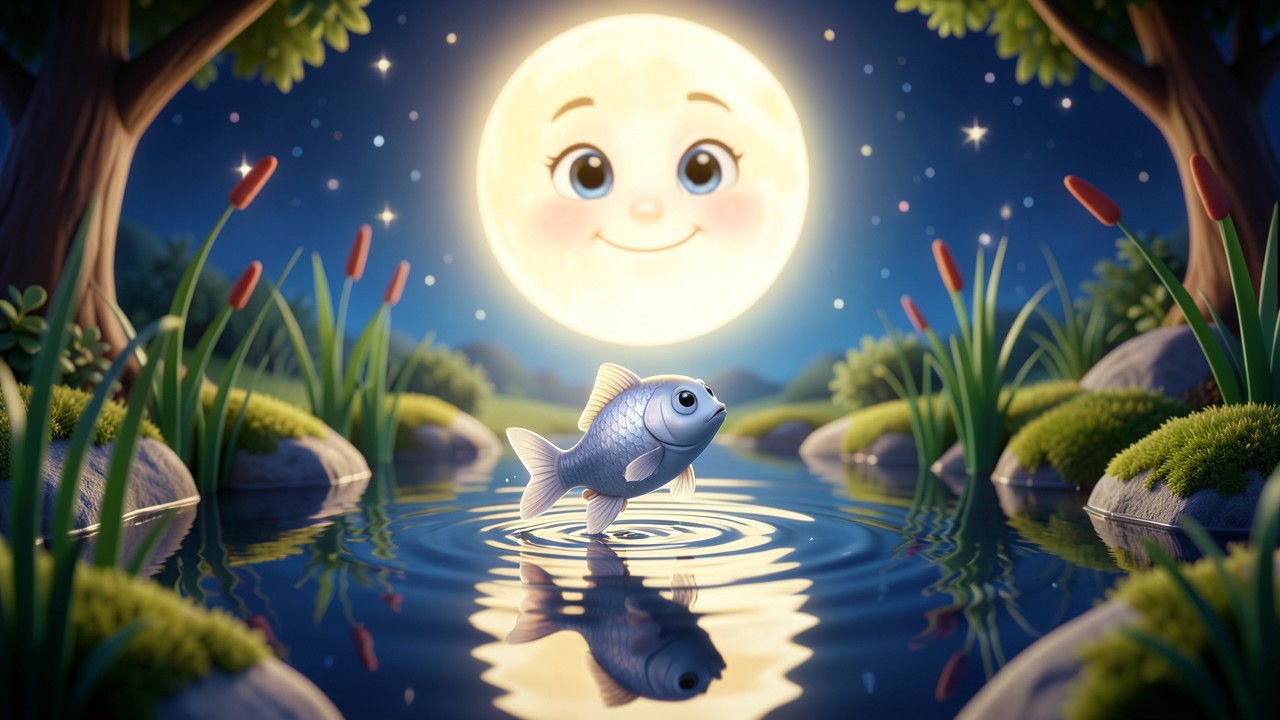 Fiabe brevi della buonanotte: La luna e il pesciolino d'argento