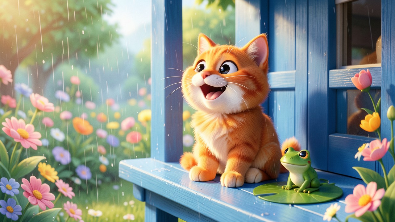 Histoire à raconter courte: Le chat qui chantait sous la pluie