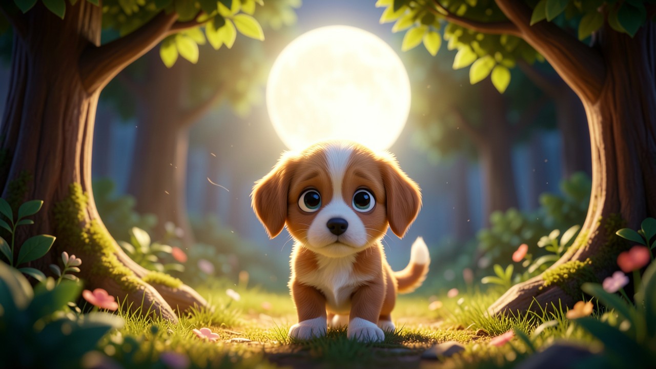 Favole della buonanotte brevissime: La luna e il cagnolino perduto