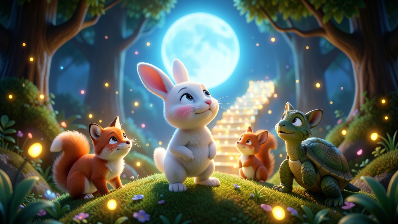 Cuento de la luna y el conejo: La fiesta de las estrellas