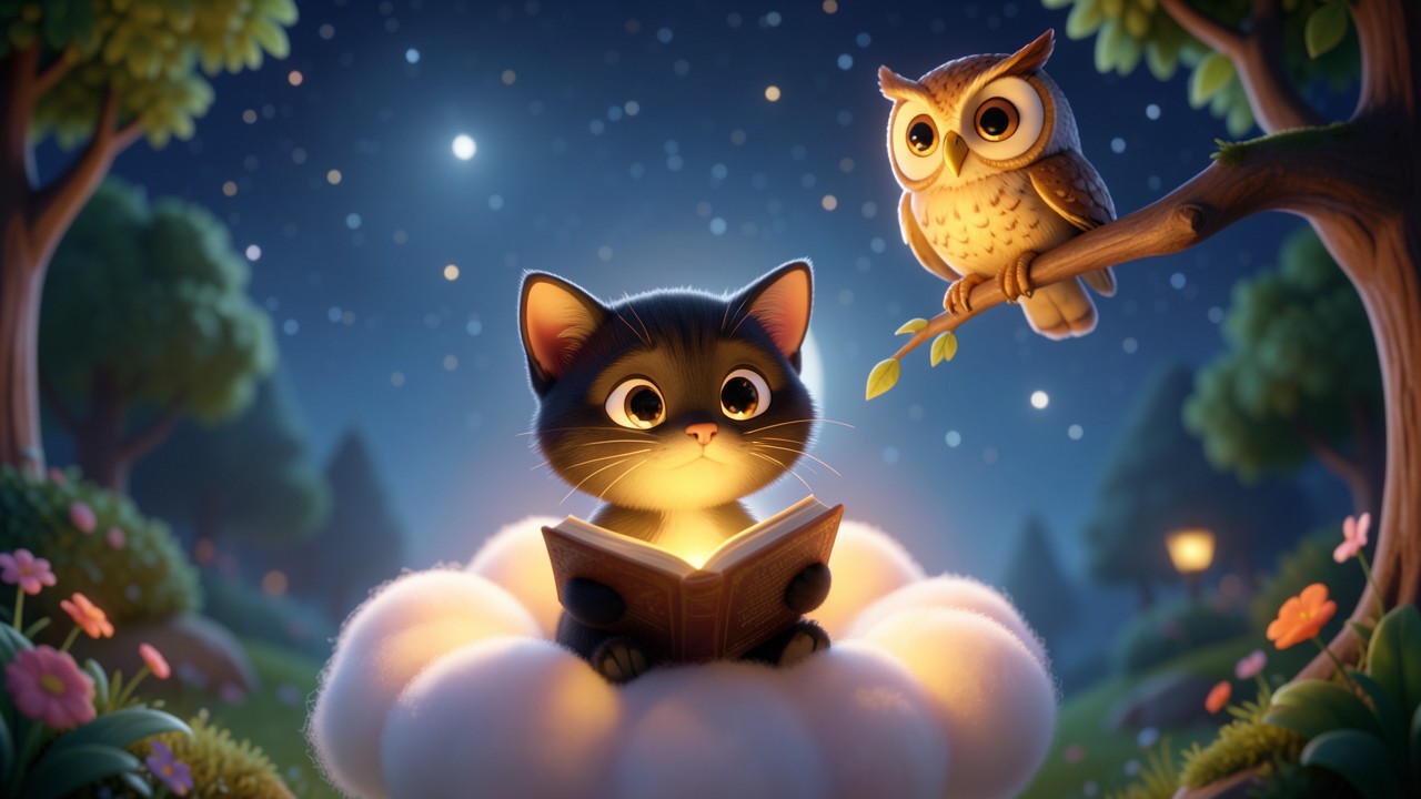 Bedtime Stories Cat and the Moonlit Whiskers