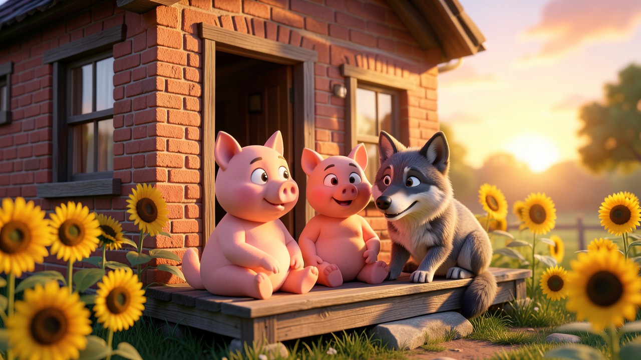 Short Story of Three Little Pigs and the Friendly Wolf