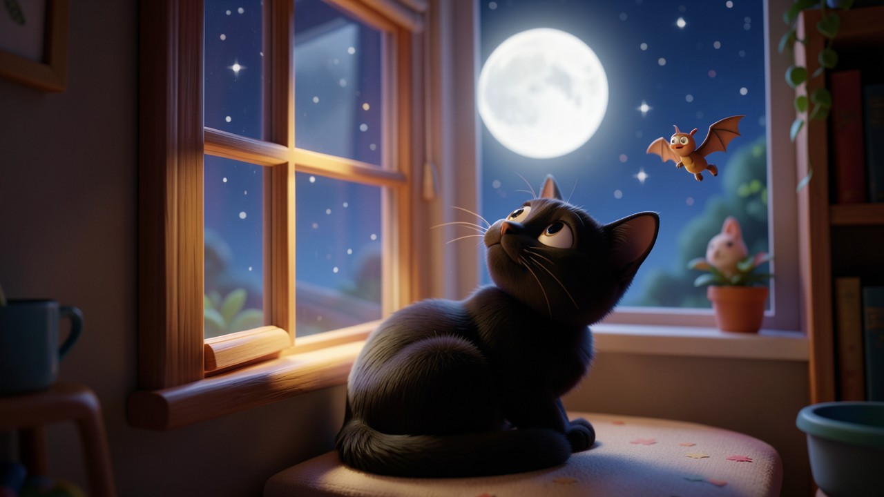 Favole della buonanotte con animali: La luna e il gatto saggio