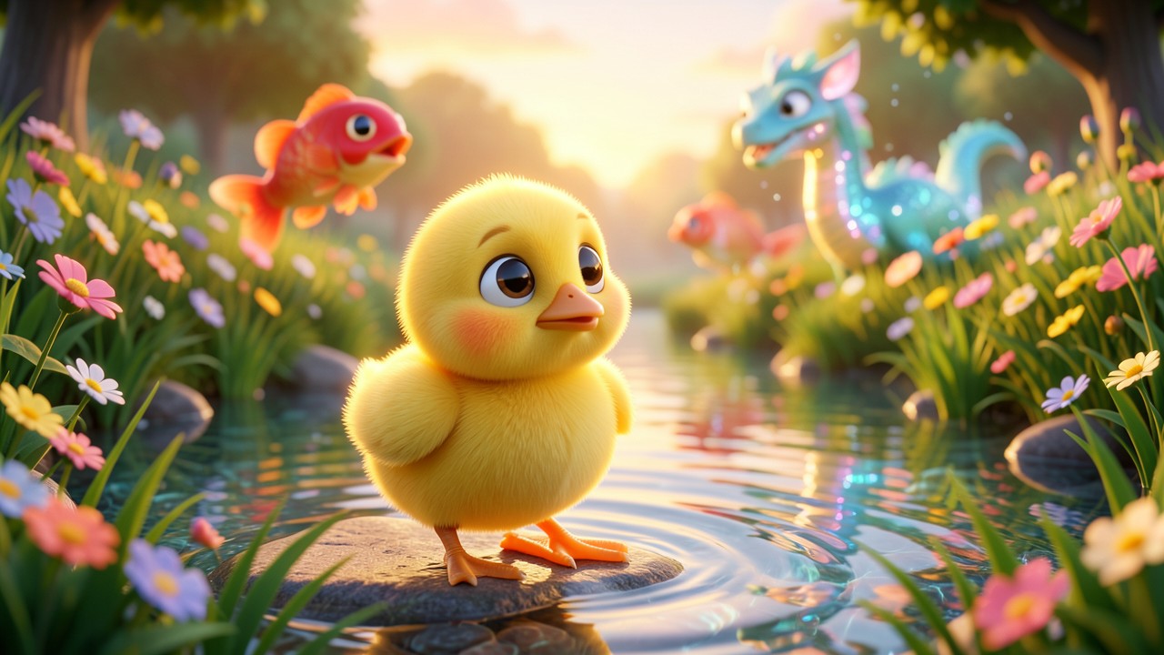 Cuentos de la granja cortos: El pollito y el río de cristal