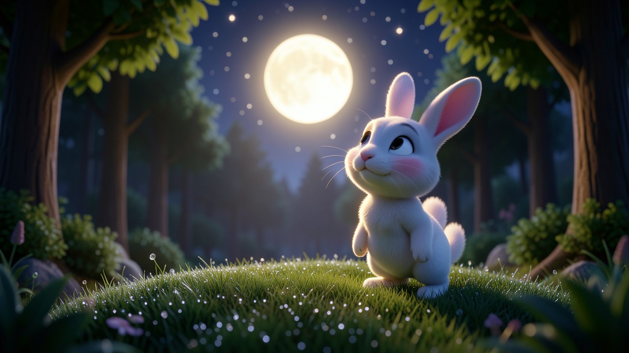 Cuentos en imágenes para niños que no saben leer: El conejo y la luna