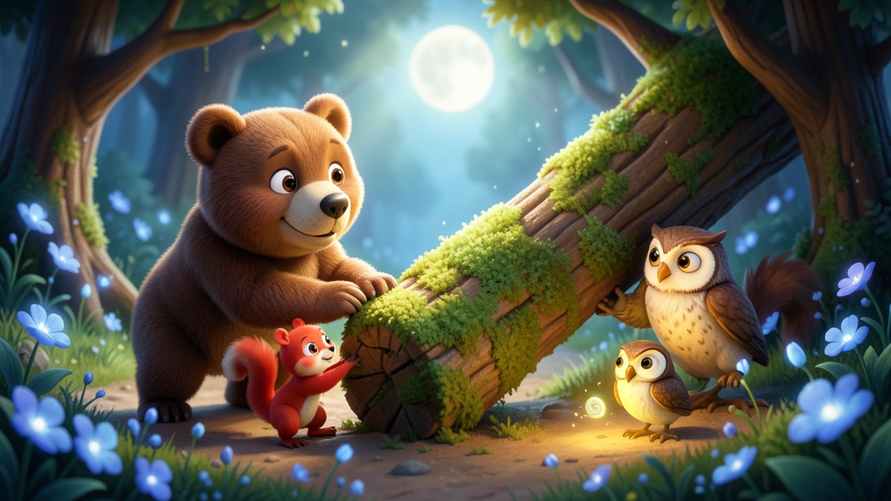 Favola inventata con animali e morale l'unione fa la forza: La foresta di Lumevivo