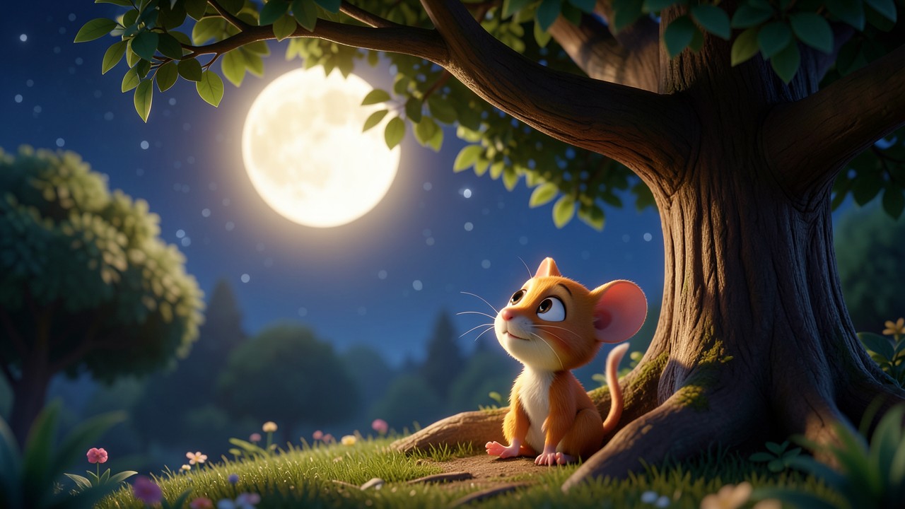 Dolci storie della buonanotte brevi: La Luna e il Topolino Sognatore