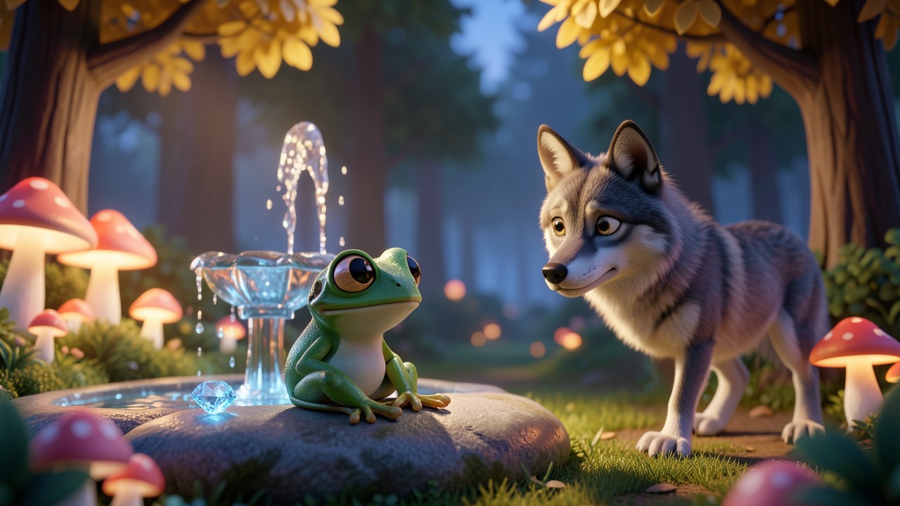 L'animal fable de la fontaine de la grenouille et le loup
