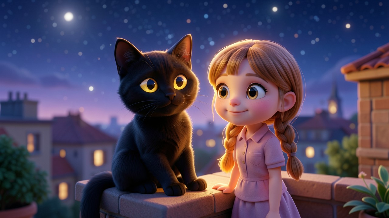 L'histoire conte de fée du chat qui parlait aux étoiles