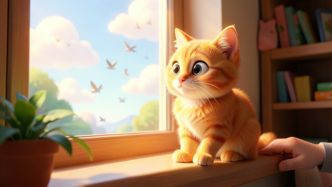 El gato de la ventana (cuento corto para copiar, 1.º y 2.º grado)