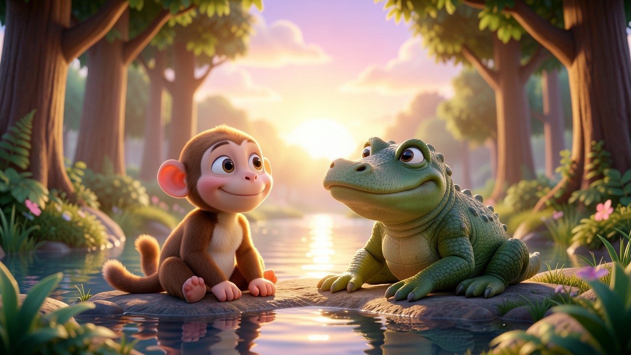Story the Monkey and the Crocodile: A Tale of Friendship on the Riverbank