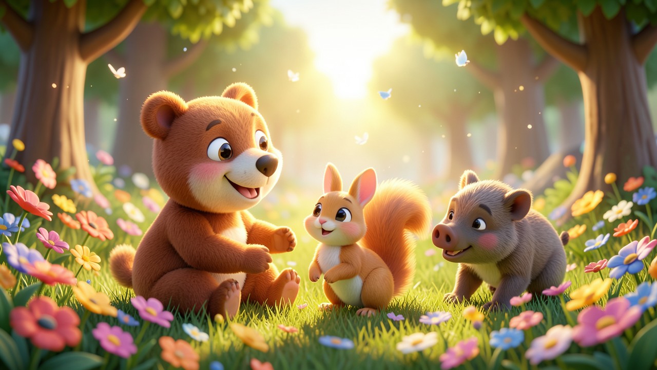 Fábula Pequena Infantil do Ursinho que Não Sabia Rir
