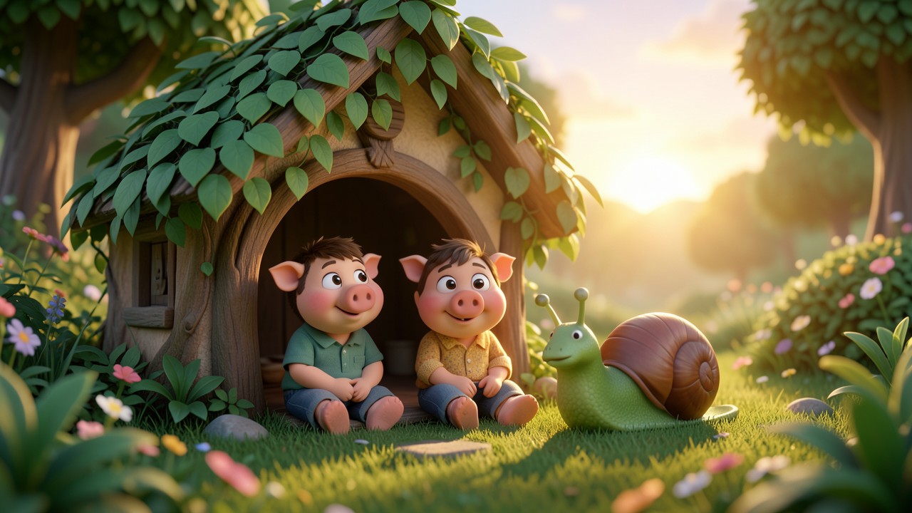 Fairy Tale Three Little Pigs and the Snuggly Snail