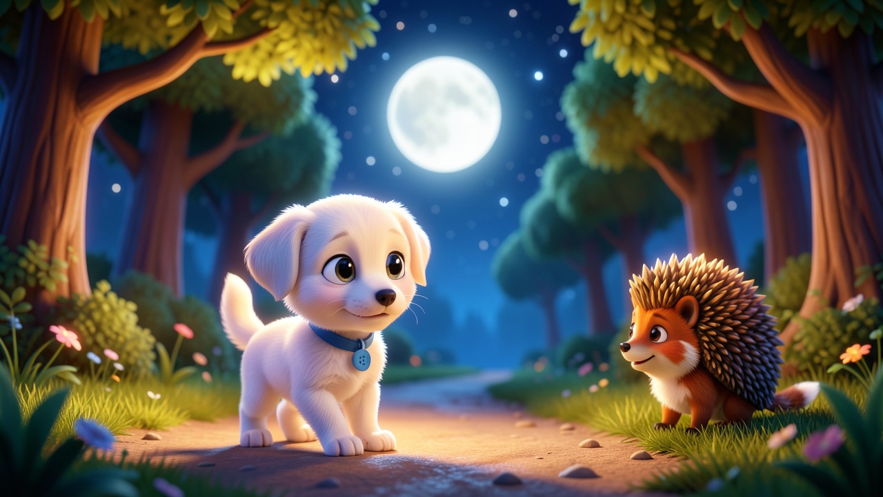 A Dog Story: The Lost Button and the Moonlight Path
