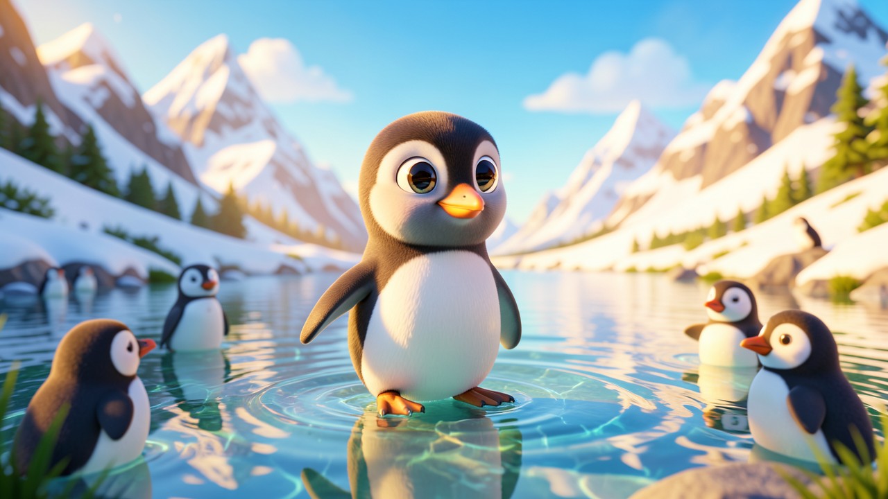 Fábula Pequena com Moral: O Pinguim e o Lago de Cristal