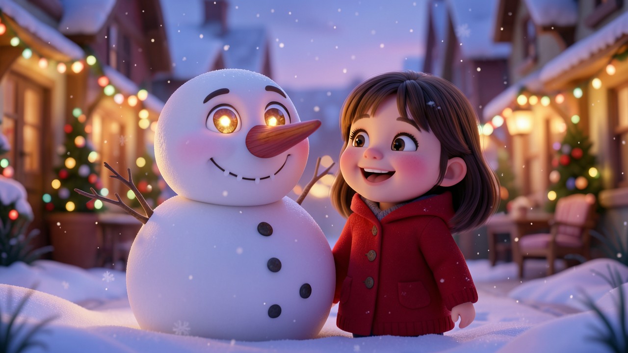 Lustige Kurzgeschichte Weihnachten: Der Schneemann mit dem Lachmädchen