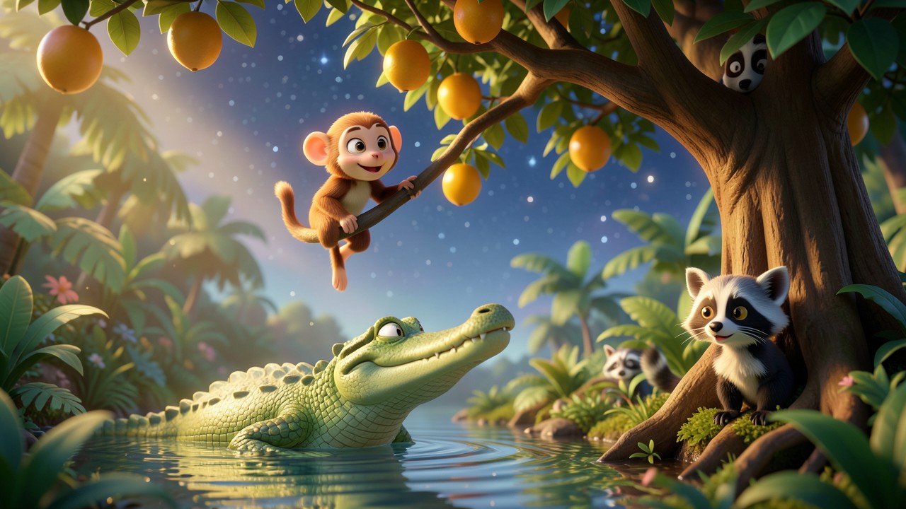 A Story Crocodile and Monkey