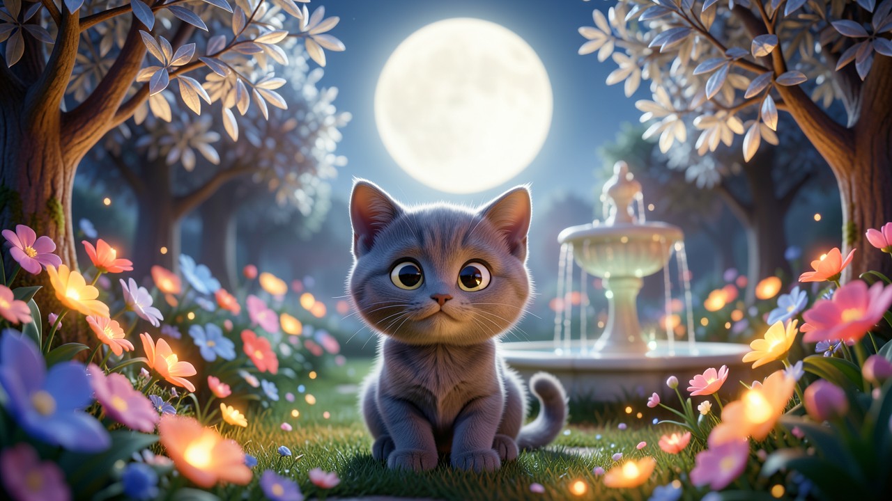 Cuentos de gatitos para dormir: La luna en el jardín
