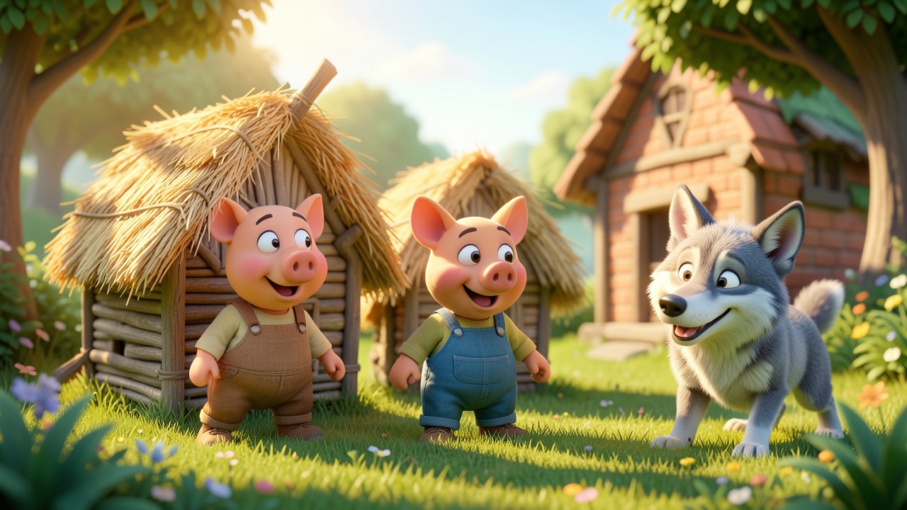 Short Story About the Three Little Pigs and the Friendly Wolf