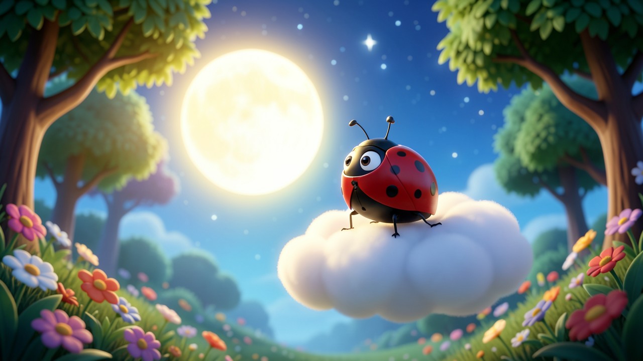 Storia della buonanotte lunga: La luna e il coccinello