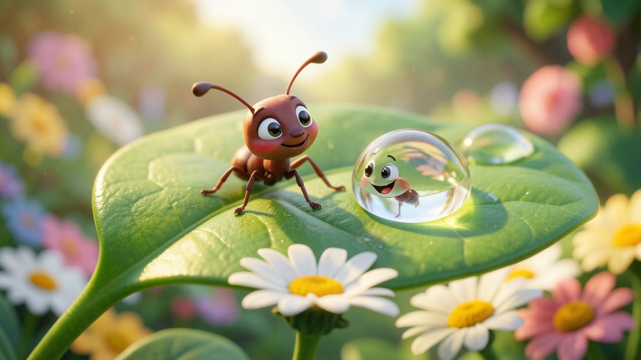 La hormiga y la gota de agua (cuento corto para copiar, 2.º y 3.º grado)