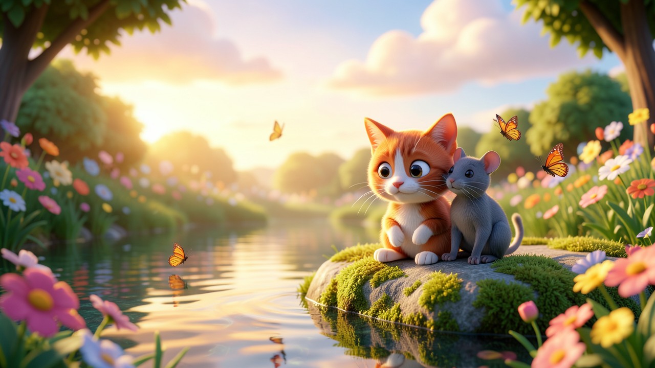 Fables de la fontaine morale : Le chat et la souris qui partageaient des rires