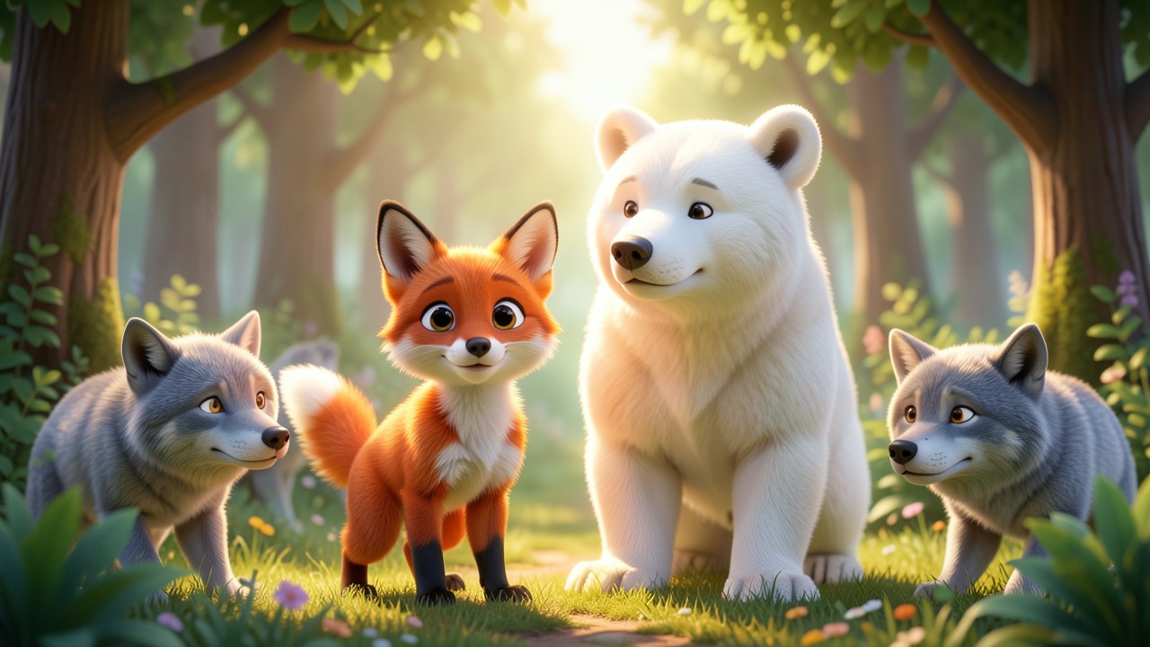 Conte sur les loups et le petit renard courageux
