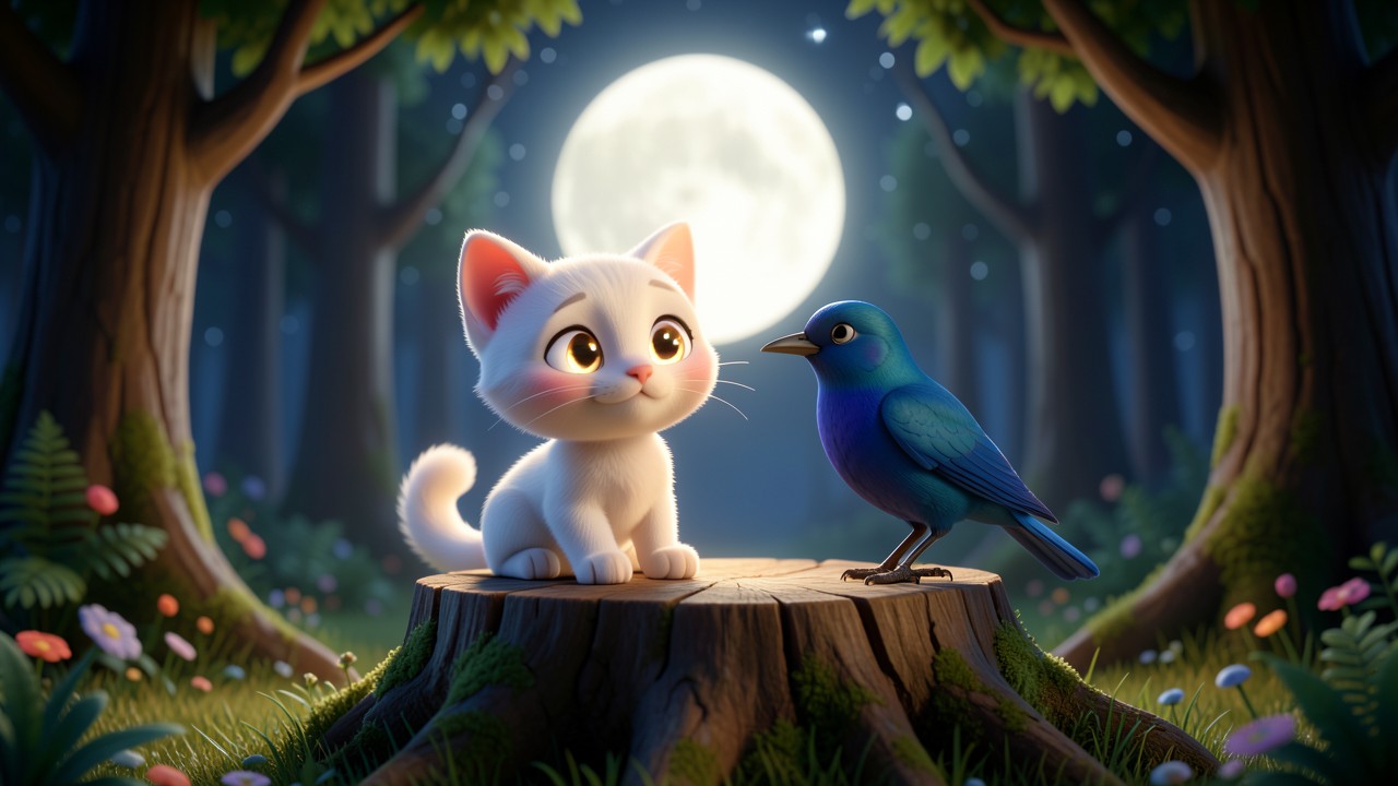 Courte histoire pour dormir: Le chat qui chantait au clair de lune