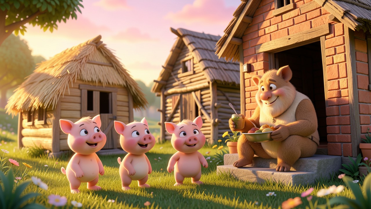The Story of Three Little Pigs and the Friendly Giant