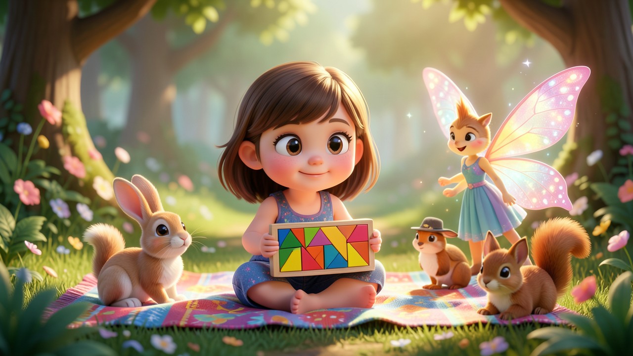 Cuento del tangram para niños de preescolar: La forma mágica de Lila