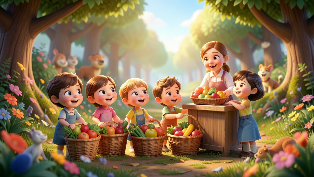 Cuentos cortos de alimentos saludables para niños: La gran fiesta del frutero