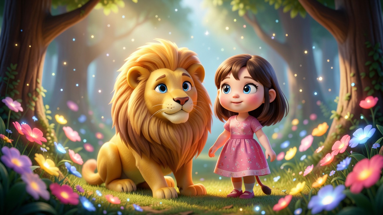 Historinha para dormir longa: A Menina e o Leão Dourado