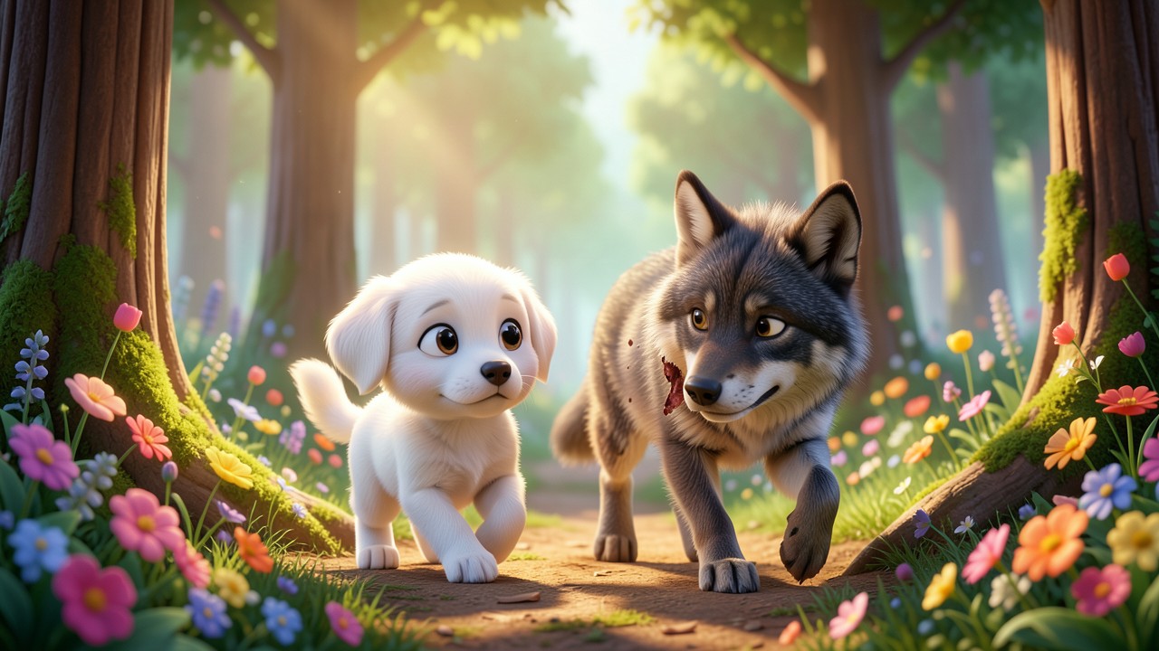 Fábula curta com moral: O Cachorro e o Lobo