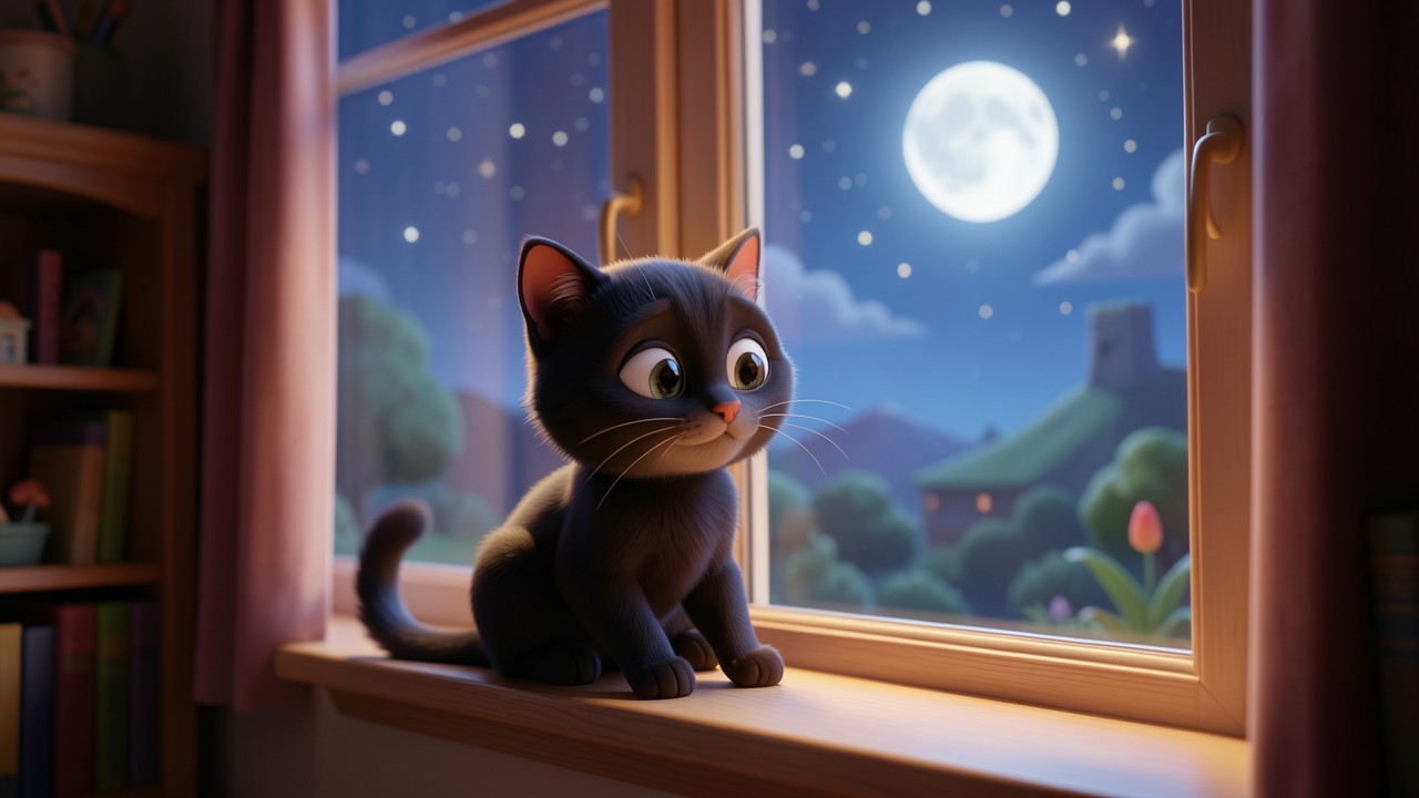 Breve favola della buonanotte: La luna e il gatto che non sapeva dormire