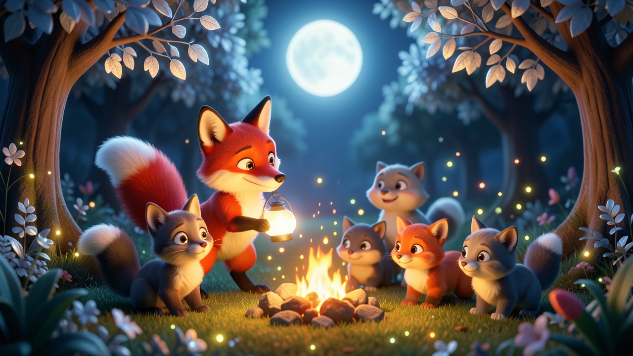 Fairy Tale Animals and the Moonlit Forest