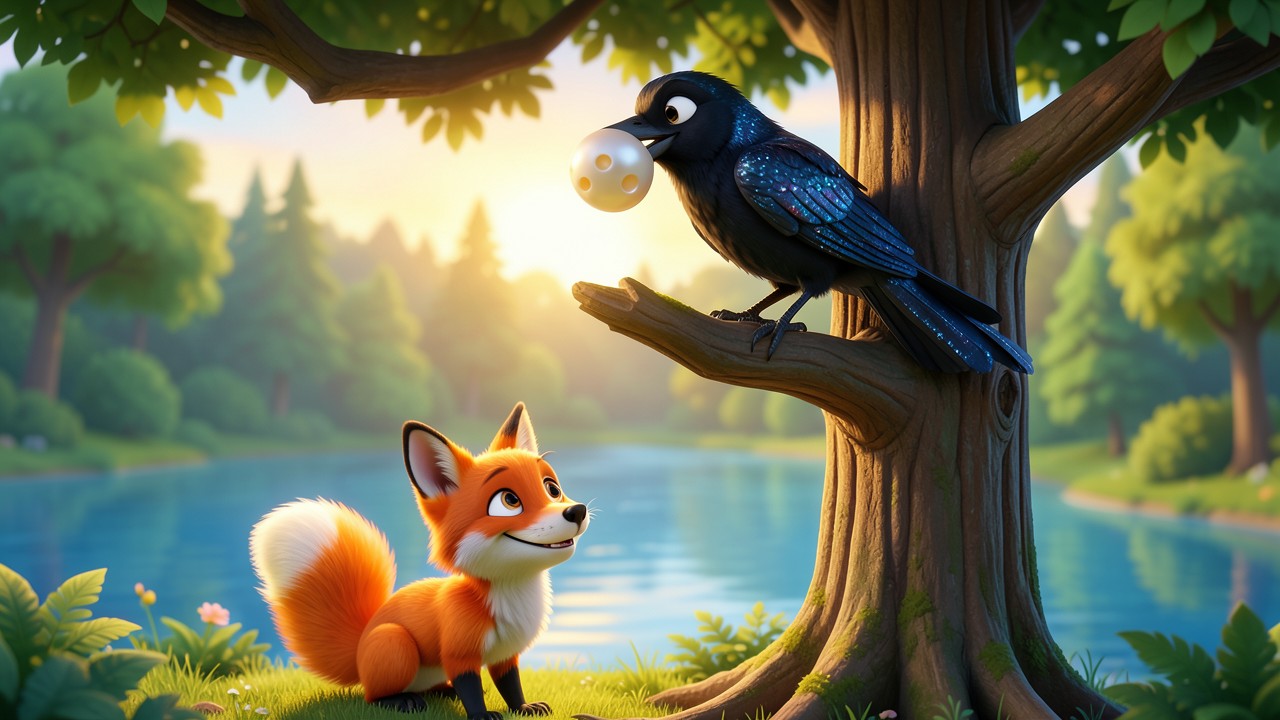 Fable le corbeau et le renard : La perle du lac