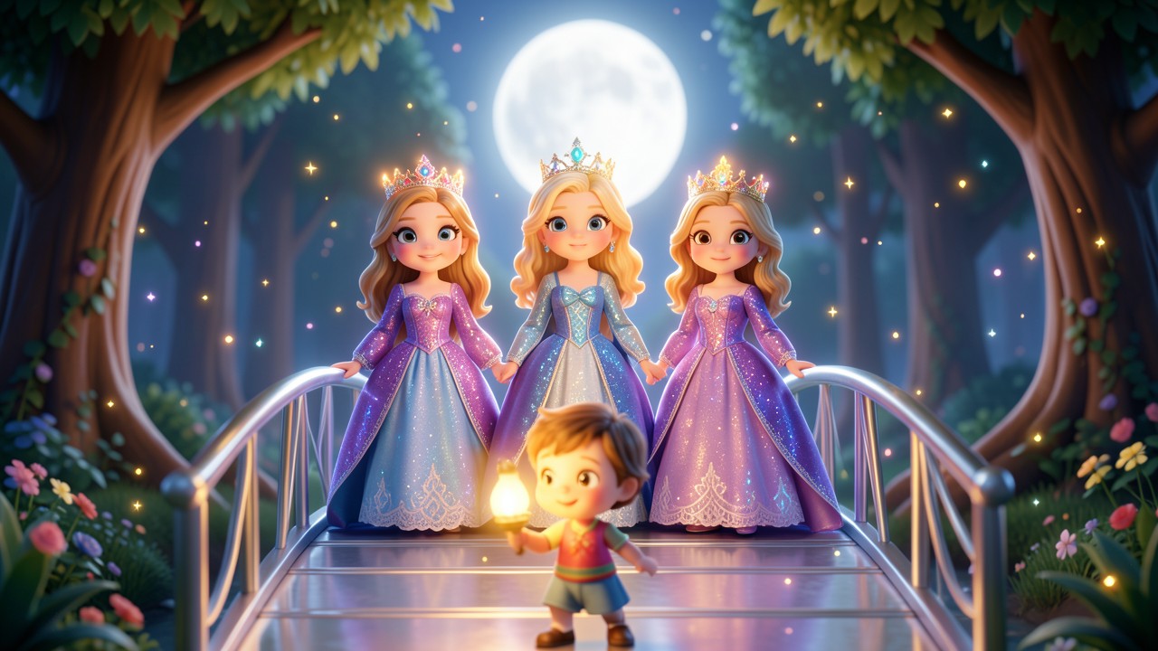 Princesses from Fairy Tales and the Moonlight Bridge