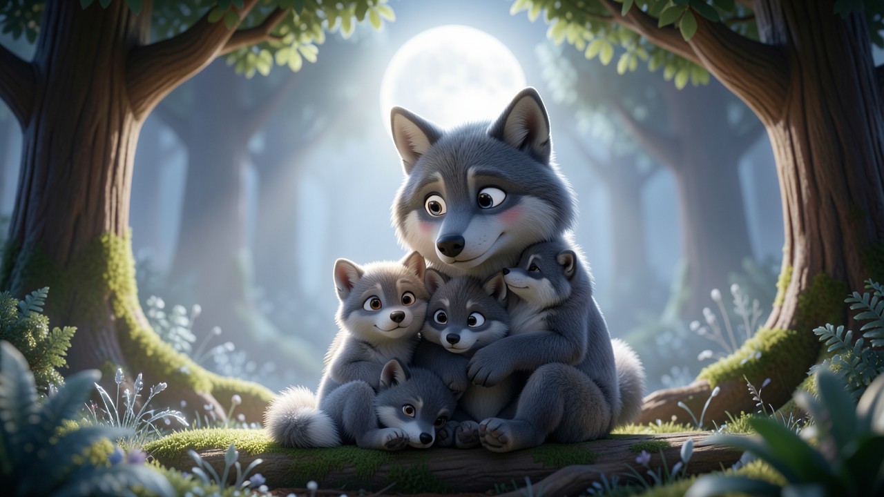 Histoire pour endormir bébé : La Lune et les Petits Loups